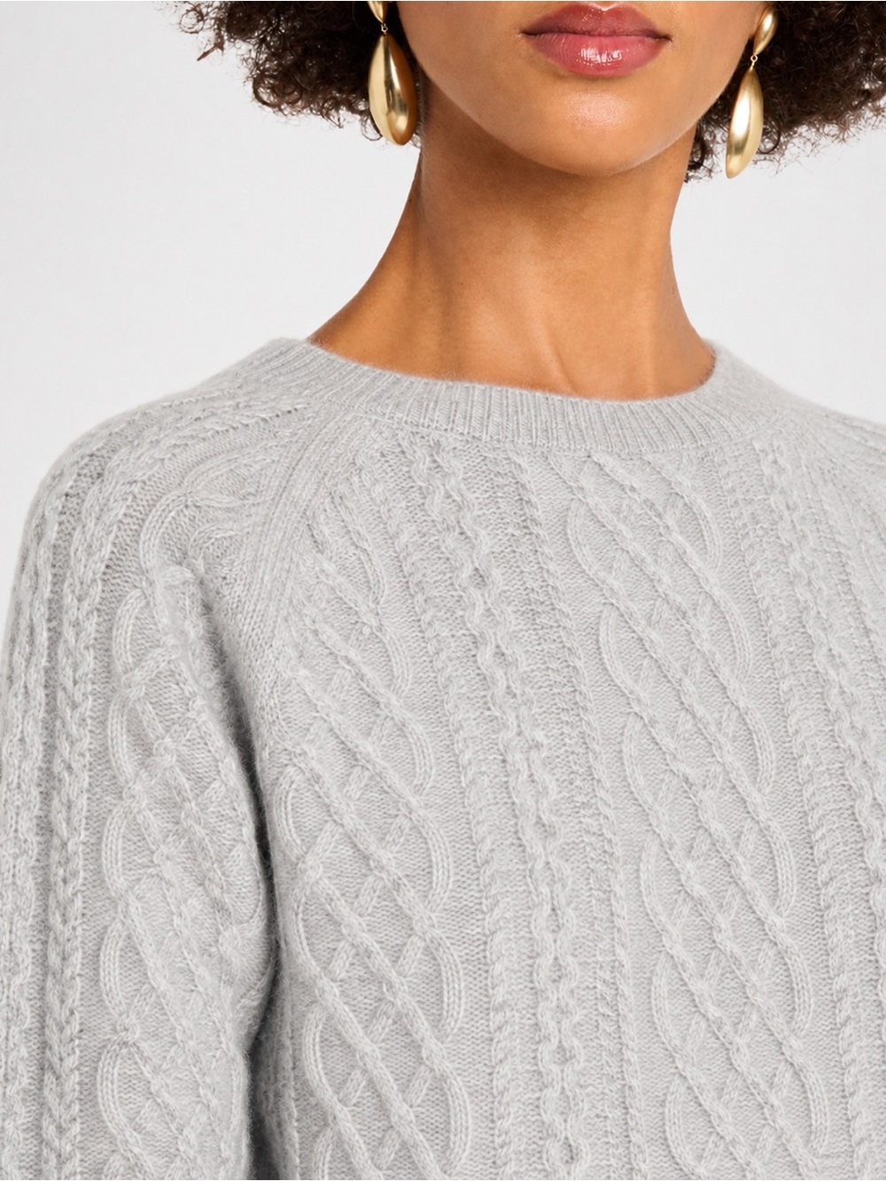Neiman Marcus NWOT S Cashmere Collection 100% Cashmere Cable Wool Sweater Gray